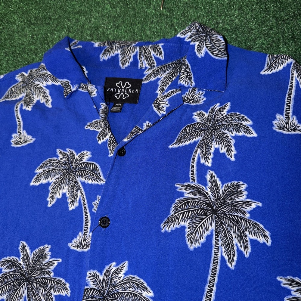 Jaywalker Short Sleeve Button Up Mens Size Medium Palm Tree Print 135